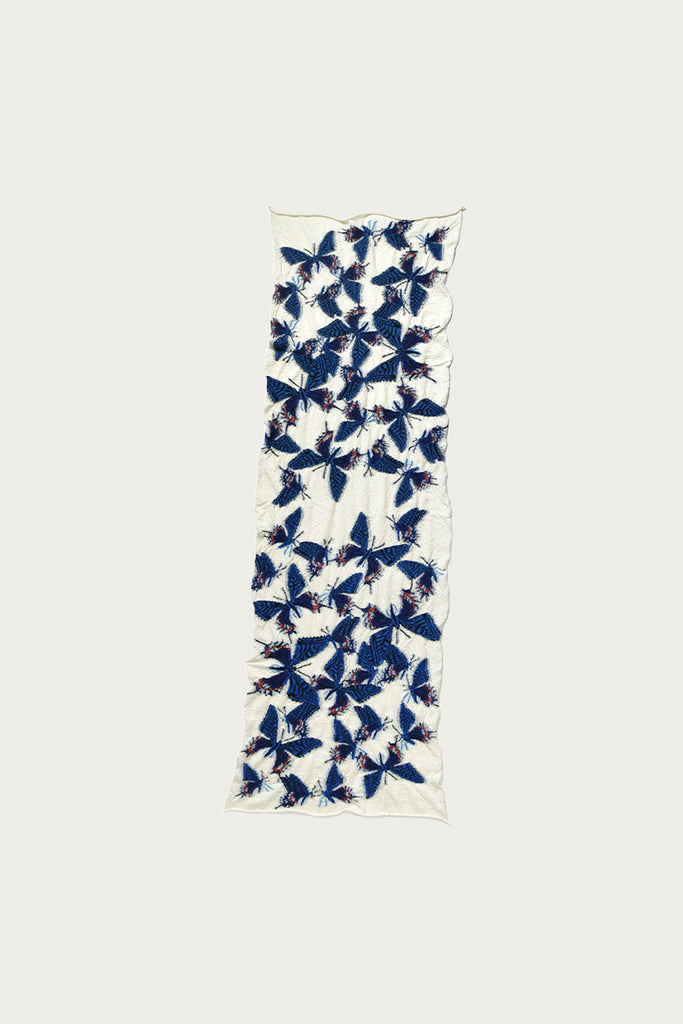 Kapital - Fulling Wool HAPPY Scarf BUTTERFLY - White - Canoe Club