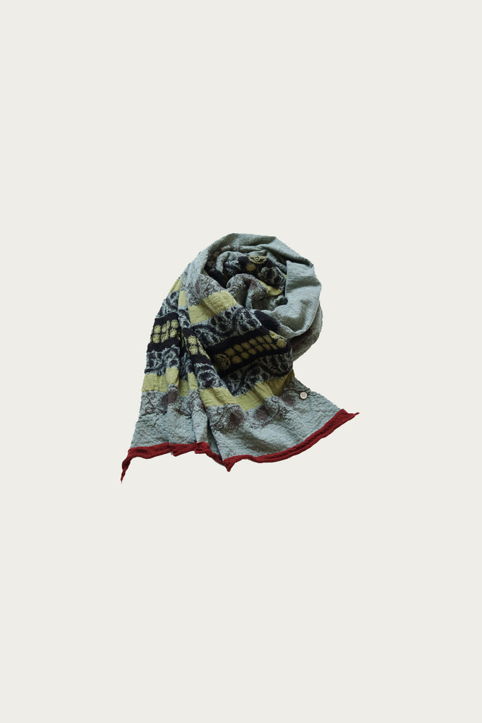 Kapital - Fulling Wool Scarf COPTIC SKULL - Green - Canoe Club