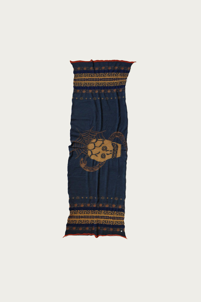 Kapital - Fulling Wool Scarf COPTIC SKULL - Navy - Canoe Club