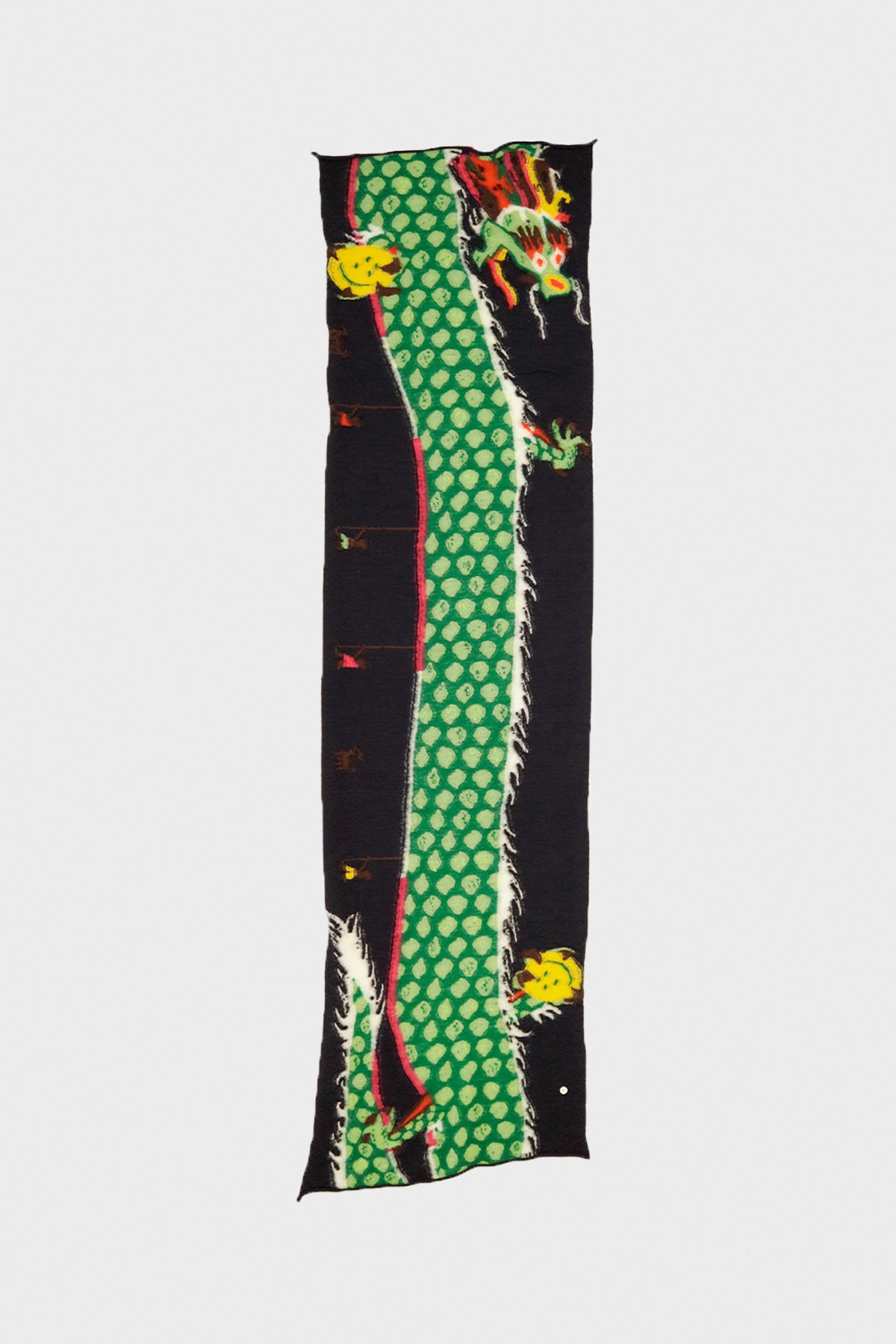Kapital - Fulling Wool HAPPY Scarf DRAGON DANCE & PROFILE RAINBOW) - Black - Canoe Club