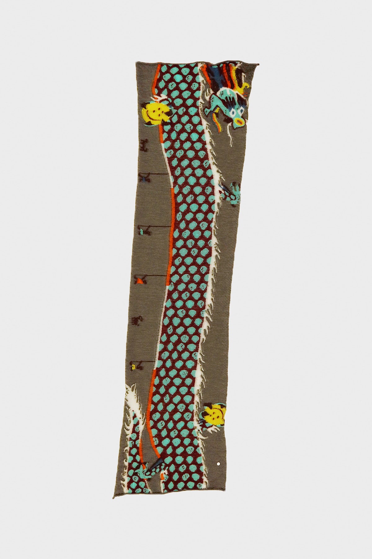 Kapital - Fulling Wool HAPPY Scarf DRAGON DANCE & PROFILE RAINBOW) - Khaki - Canoe Club