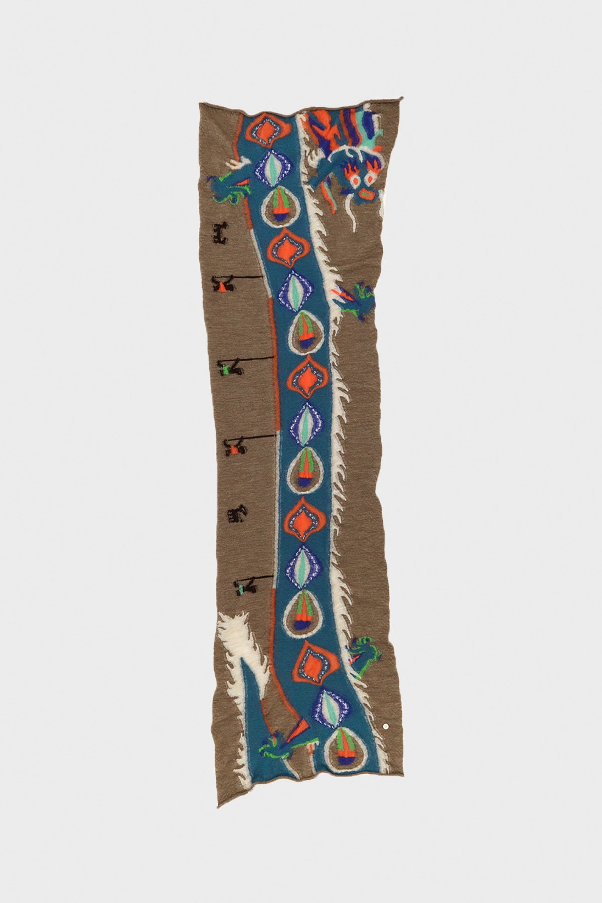 Kapital - Fulling Wool HAPPY Scarf DRAGON DANCE - Brown - Canoe Club