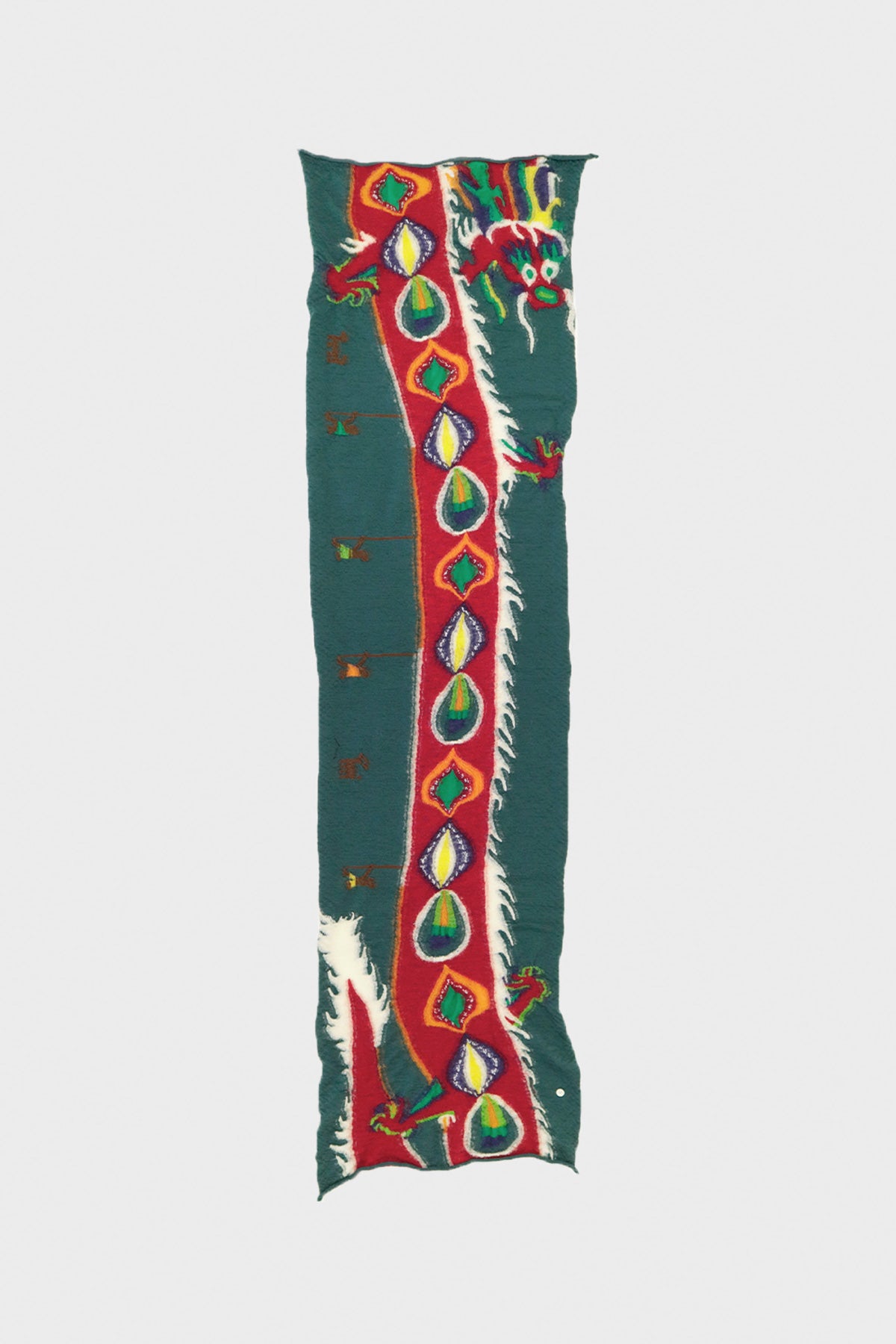 Kapital - Fulling Wool HAPPY Scarf DRAGON DANCE - Turquoise - Canoe Club