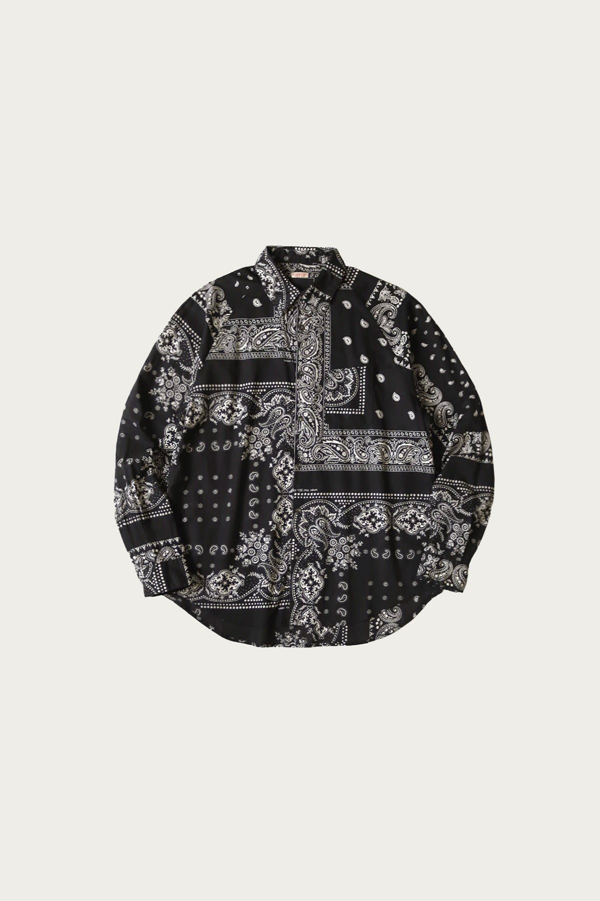 Kapital - Gauze RAT BRAND Bandanna Patchwork Raglan Shirt - Black - Canoe Club