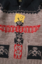 Kapital - Hand Knit PECKISH TOTEM POLE ZIP Cardigan - Brown/Beige - Canoe Club