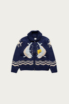 Kapital - Hand Knit PECKISH TROUT ZIP Cardigan - Navy - Canoe Club