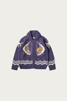Kapital - Hand Knit PECKISH TROUT ZIP Cardigan - Purple - Canoe Club