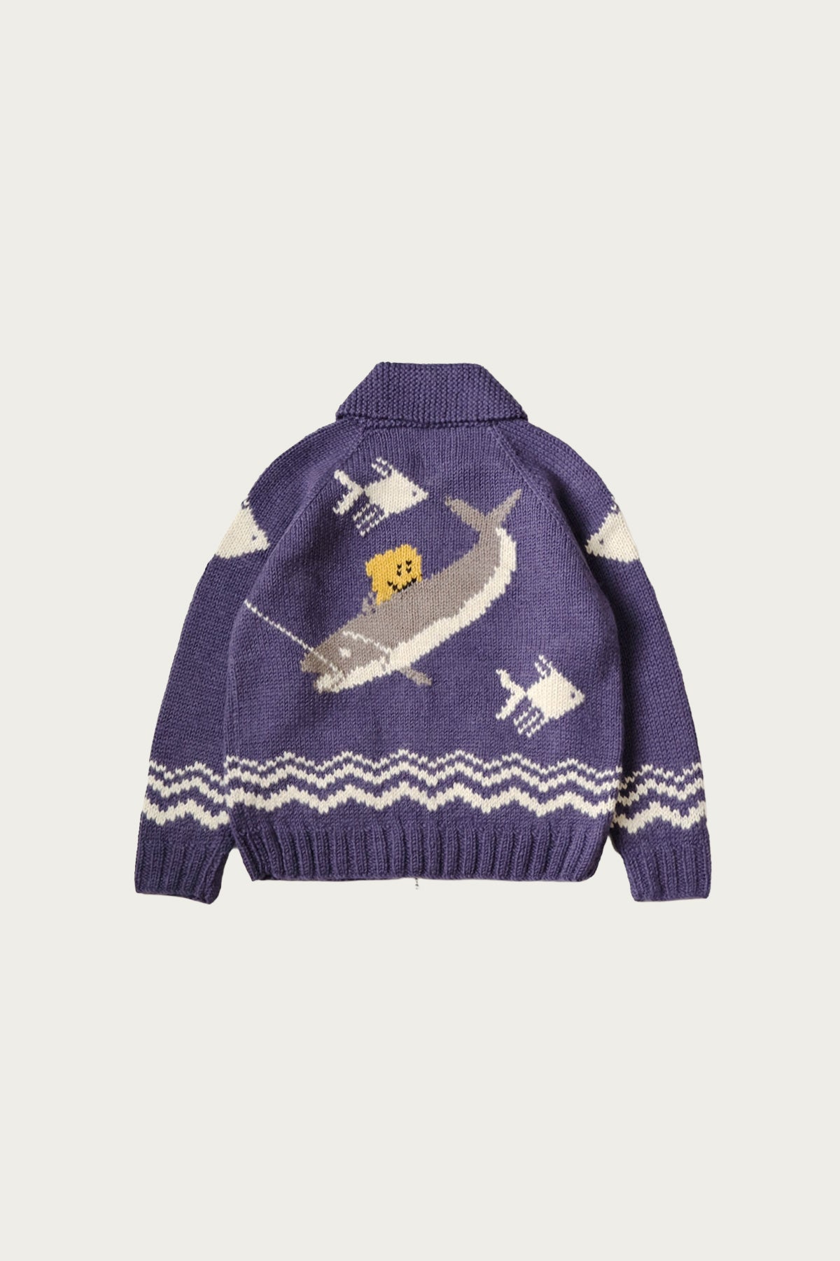 Kapital - Hand Knit PECKISH TROUT ZIP Cardigan - Purple - Canoe Club