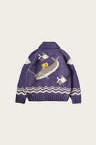 Kapital - Hand Knit PECKISH TROUT ZIP Cardigan - Purple - Canoe Club