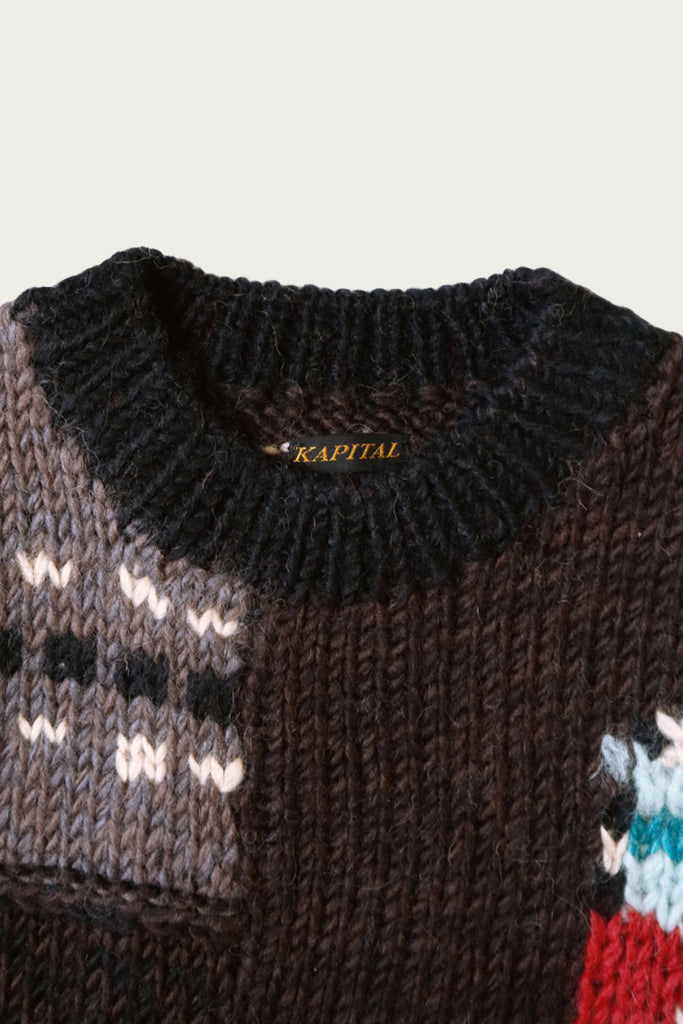 Kapital - Hand Knit STD Cowichan Crew Sweater - Charcoal - Canoe Club