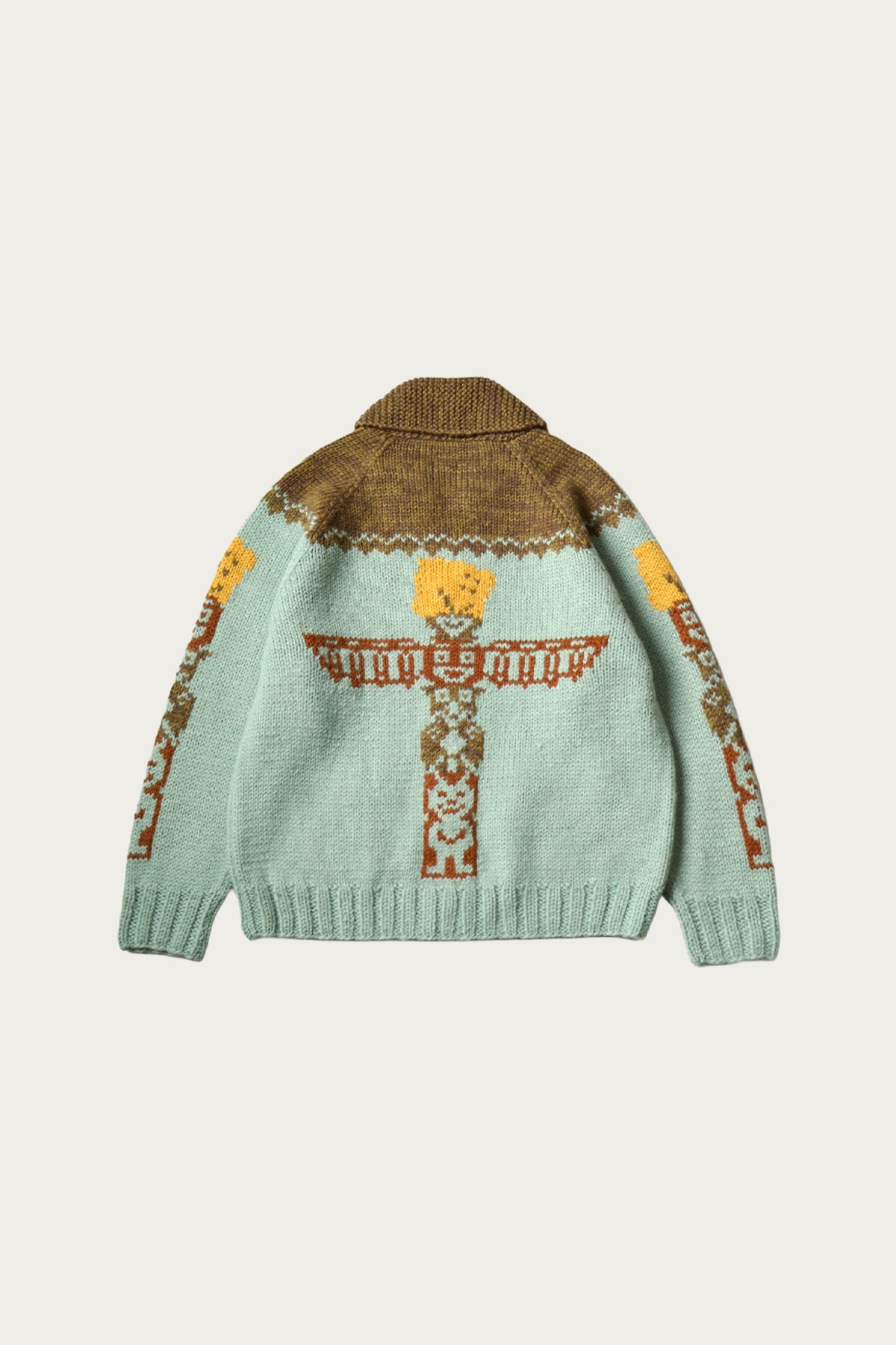 Kapital - Hand Knit PECKISH TOTEM POLE ZIP Cardigan - Sax - Canoe Club