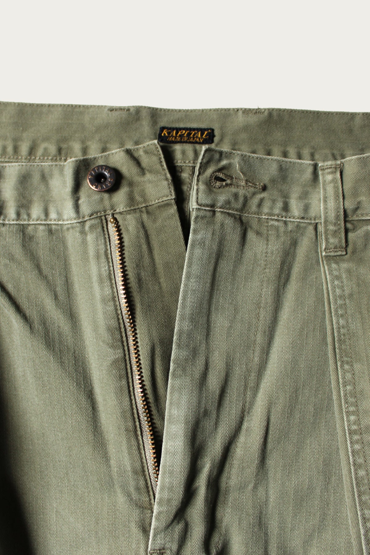 Kapital - Herringbone FATIGUE Baggy Pants - Khaki - Canoe Club
