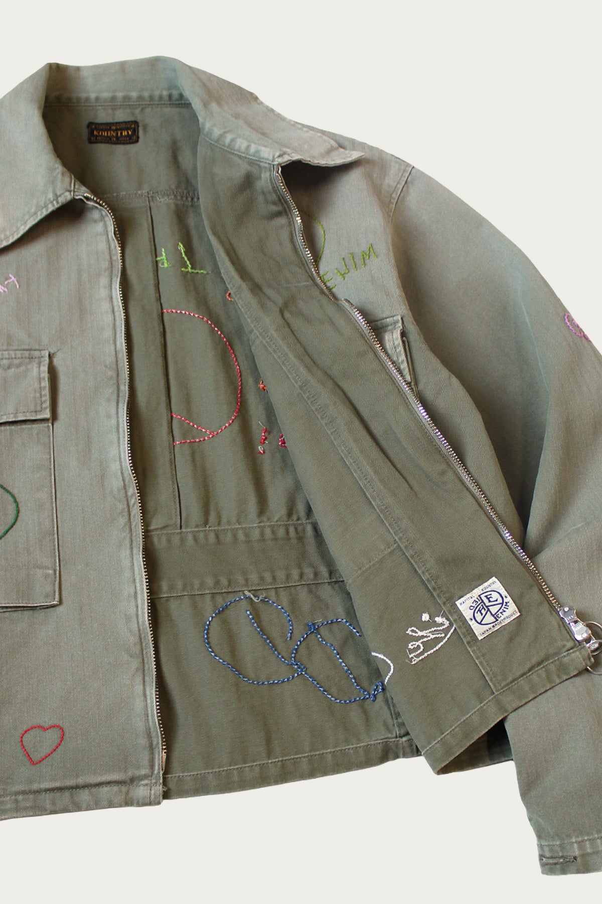 Kapital - Herringbone HUNTER Drizzler JKT (Memorial Embroidery) - Khaki - Canoe Club