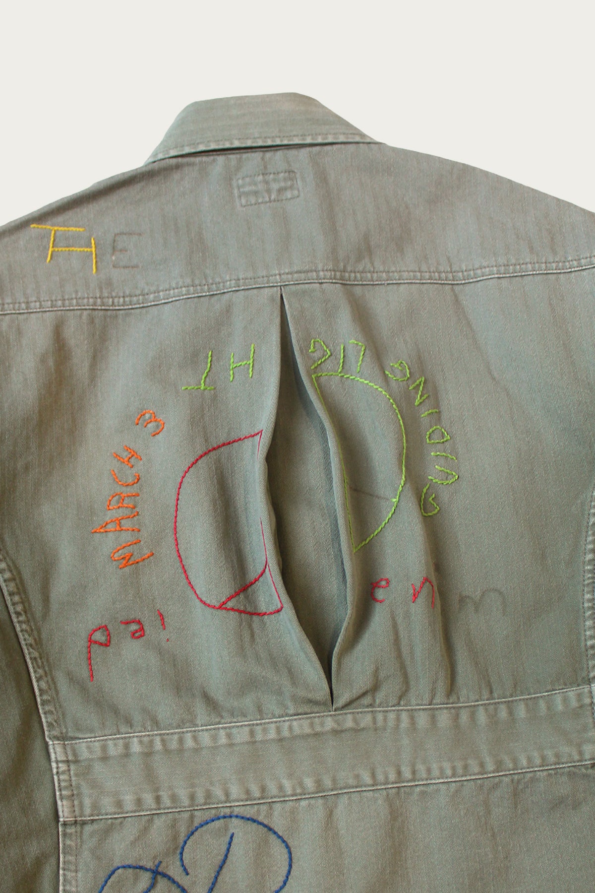 Kapital - Herringbone HUNTER Drizzler JKT (Memorial Embroidery) - Khaki - Canoe Club