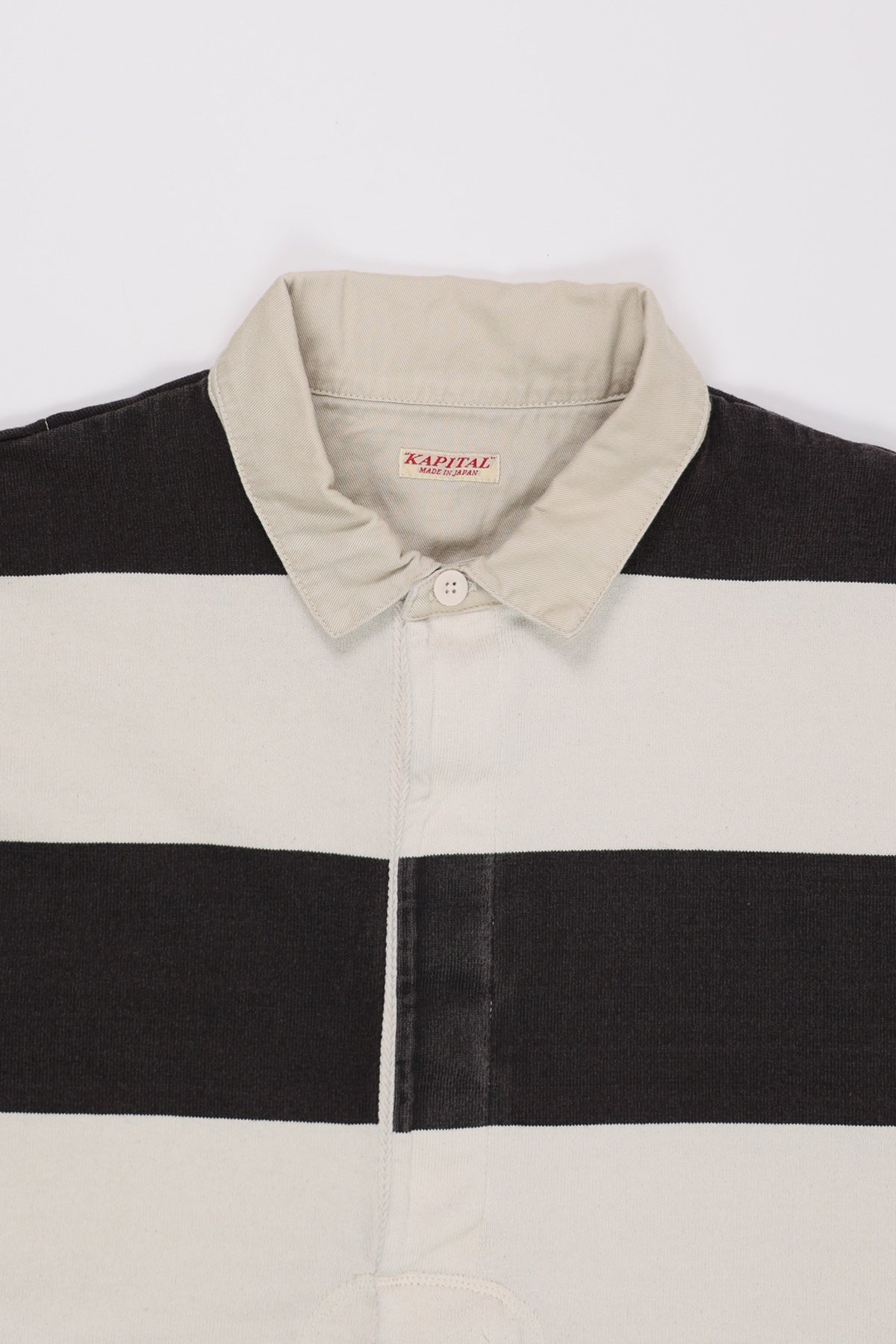 Kapital - JAIL Stripe Jersey BIG Rugger Shirt - Black - Canoe Club