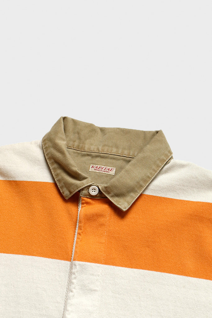 Kapital - JAIL Stripe Jersey BIG Rugger Shirt - Orange - Canoe Club