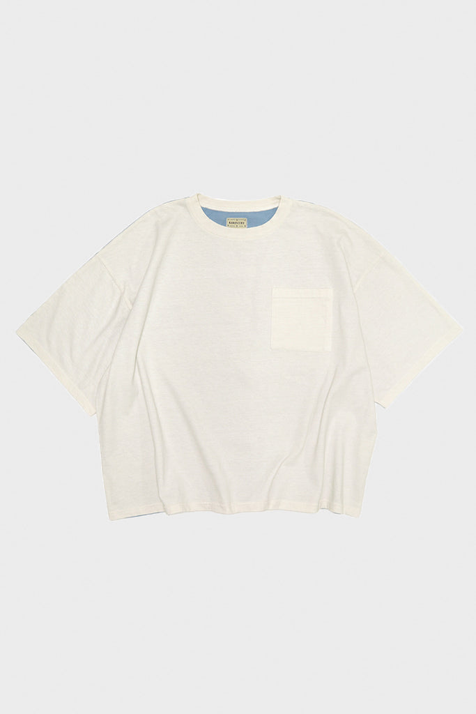 Kapital - Jersey 2TONES BIG Pocket TEE (BONE) - White/Sax - Canoe Club