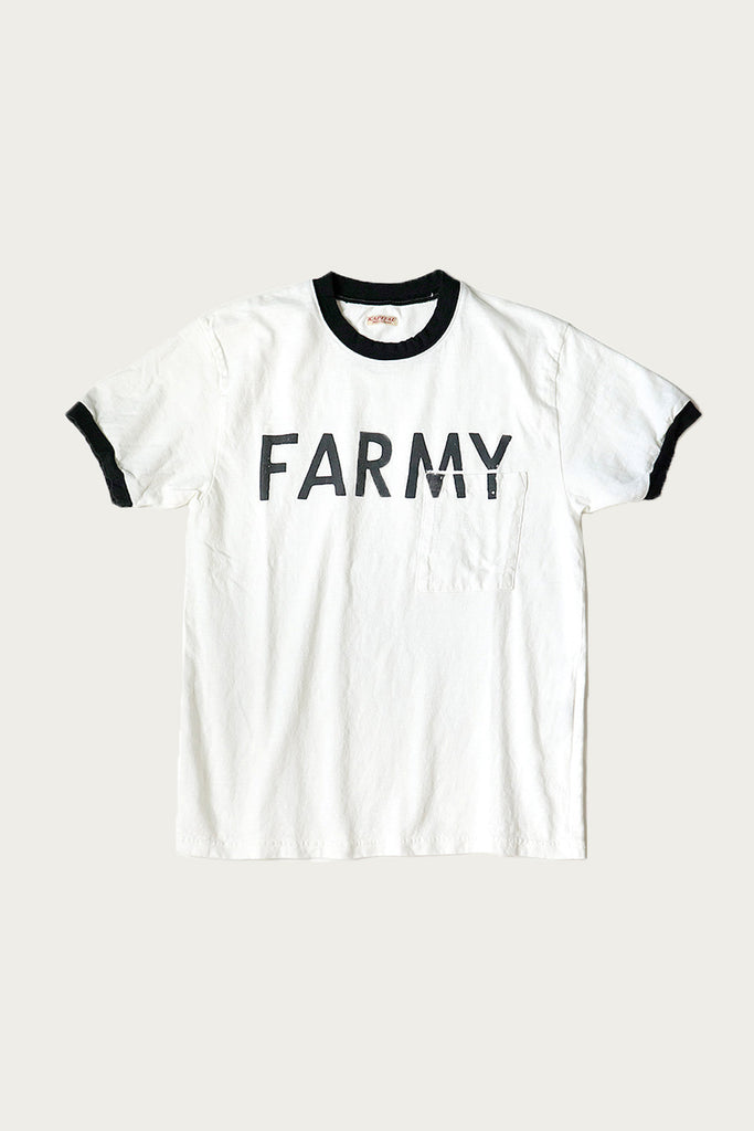 Kapital - 18.5/-Jersey RINGER Pocket T (FARMY) - White - Canoe Club