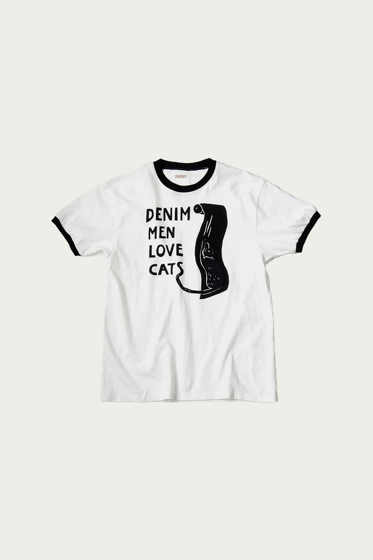 Kapital - 20/-Jersey Ringer T (DENIM MEN LOVE CATS SCRATCH) - White - Canoe Club
