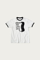 Kapital - 20/-Jersey Ringer T (DENIM MEN LOVE CATS SCRATCH) - White - Canoe Club