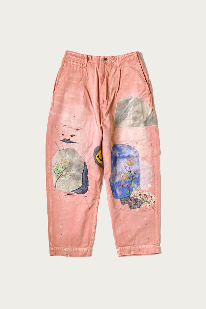 Kapital - Katsuragi Cotton High Waist NIME Pants (Gypsy Patch Remake) - Pink - Canoe Club