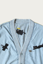 Kapital - Knit x Chambray Cardigan (Raven & Cat Embroidery) - Sax - Canoe Club