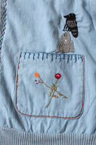 Kapital - Knit x Chambray Cardigan (Raven & Cat Embroidery) - Sax - Canoe Club