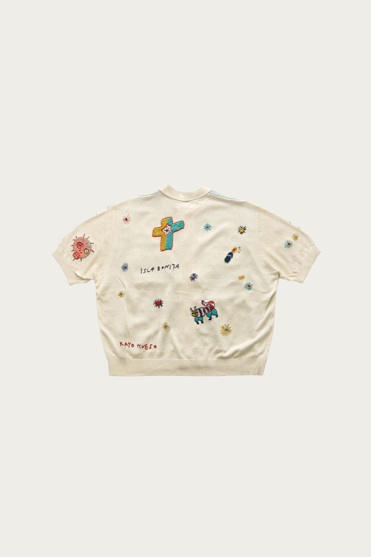 Kapital - KnitxChambray Polo Shirt (ISLA BONITA) - Ecru - Canoe Club