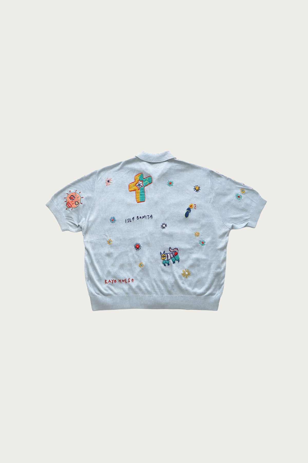 Kapital - KnitxChambray Polo Shirt (ISLA BONITA) - Sax - Canoe Club