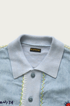 Kapital - KnitxChambray Polo Shirt (ISLA BONITA) - Sax - Canoe Club