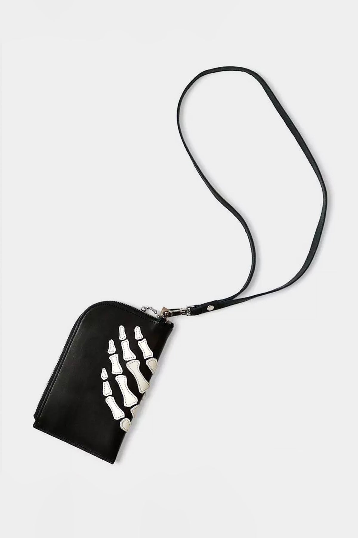 Kapital - Leather THUMBS-UP BONE HAND ZIP Neck Pouch - Black - Canoe Club