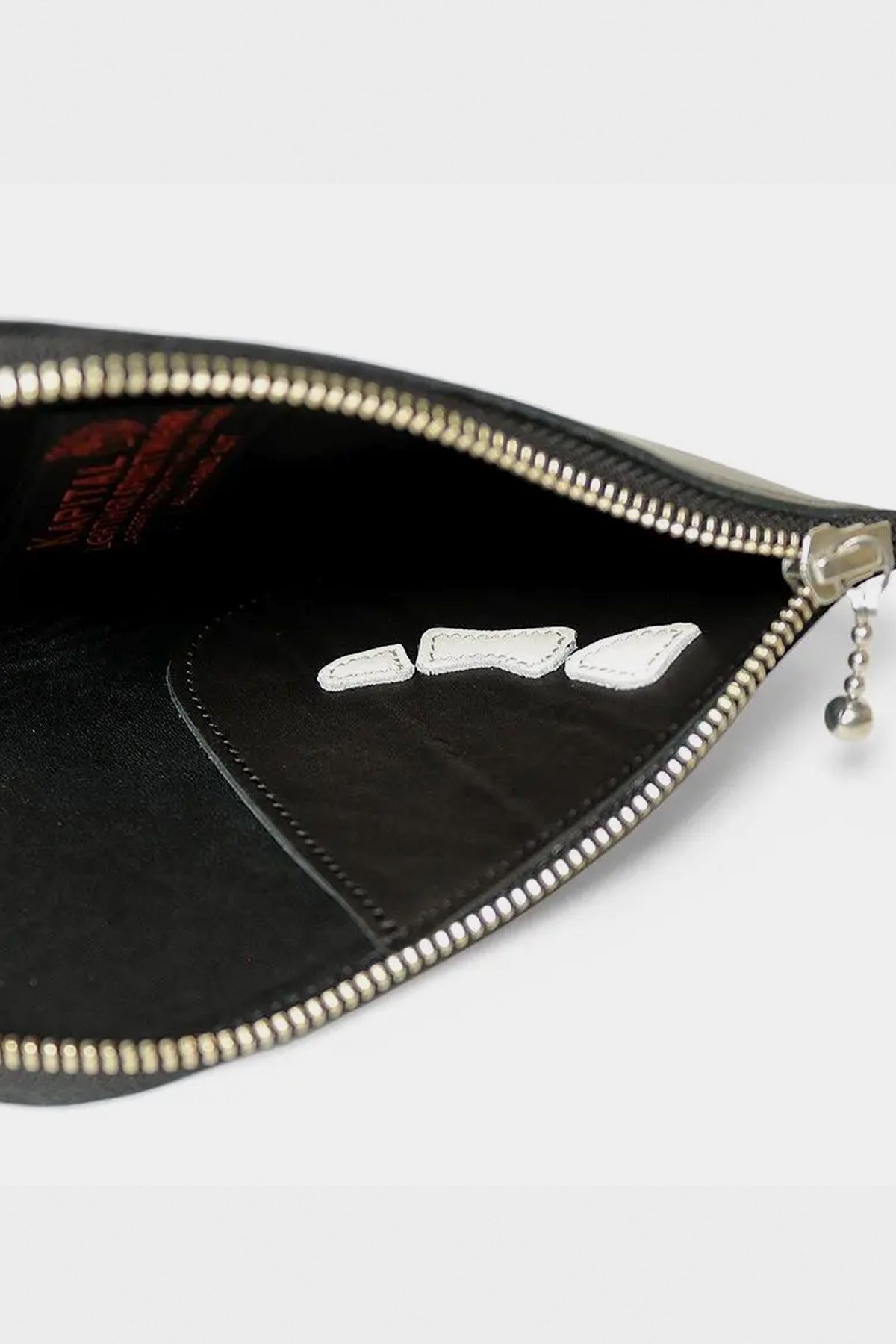 Kapital - Leather THUMBS-UP BONE HAND ZIP Neck Pouch - Black - Canoe Club