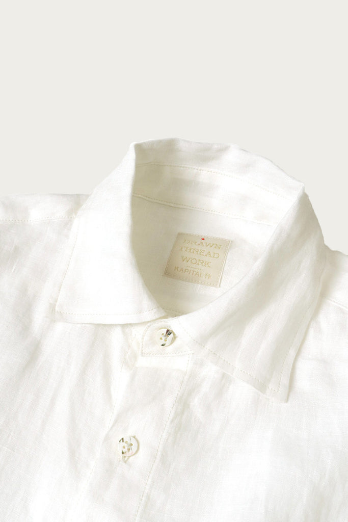 Kapital - Linen Drawn Work Hippie Sleeve Shirt - White - Canoe Club