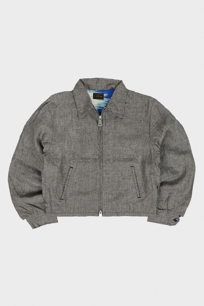 Kapital - Linen Houndstooth Drizzler JKT - Gray - Canoe Club