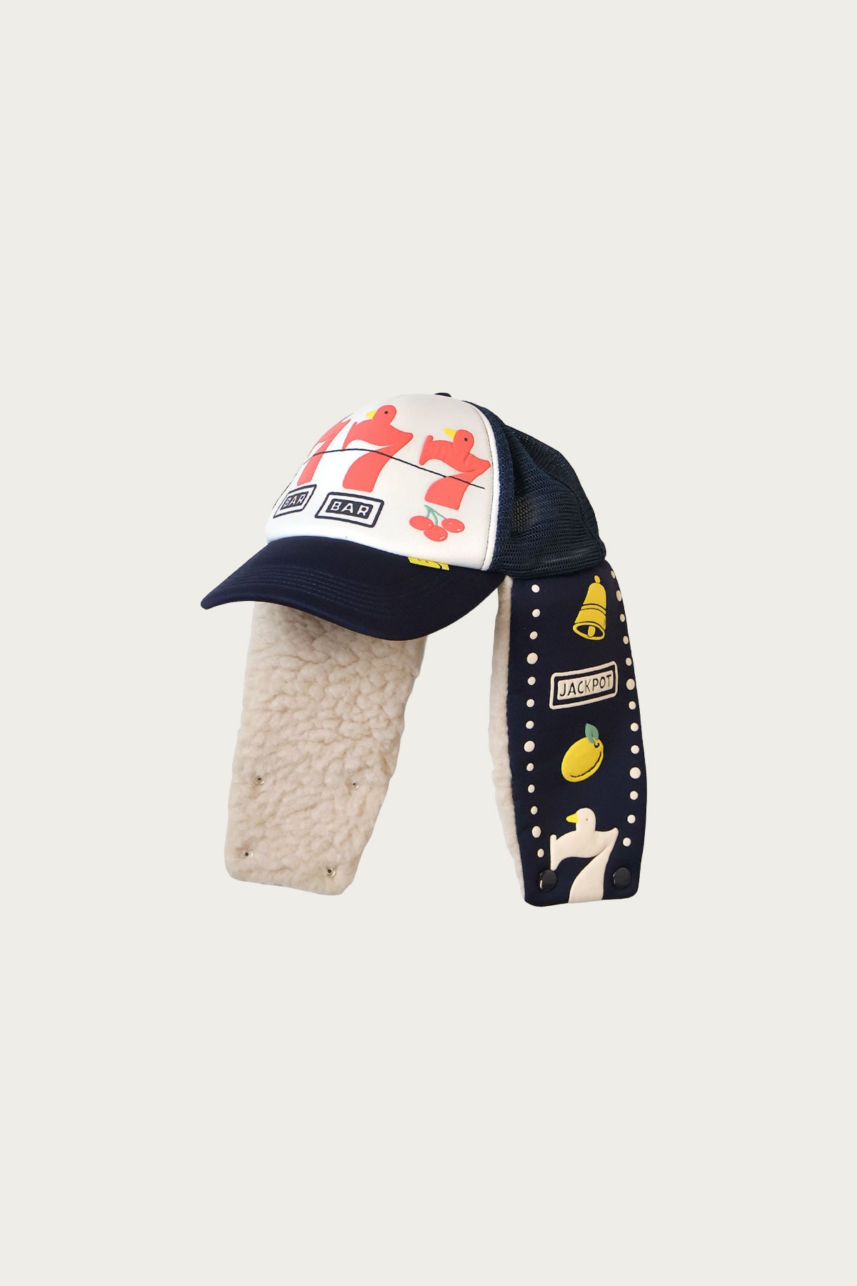 Kapital - Lucky Bird LUMBER Trucker Cap - White Navy - Canoe Club
