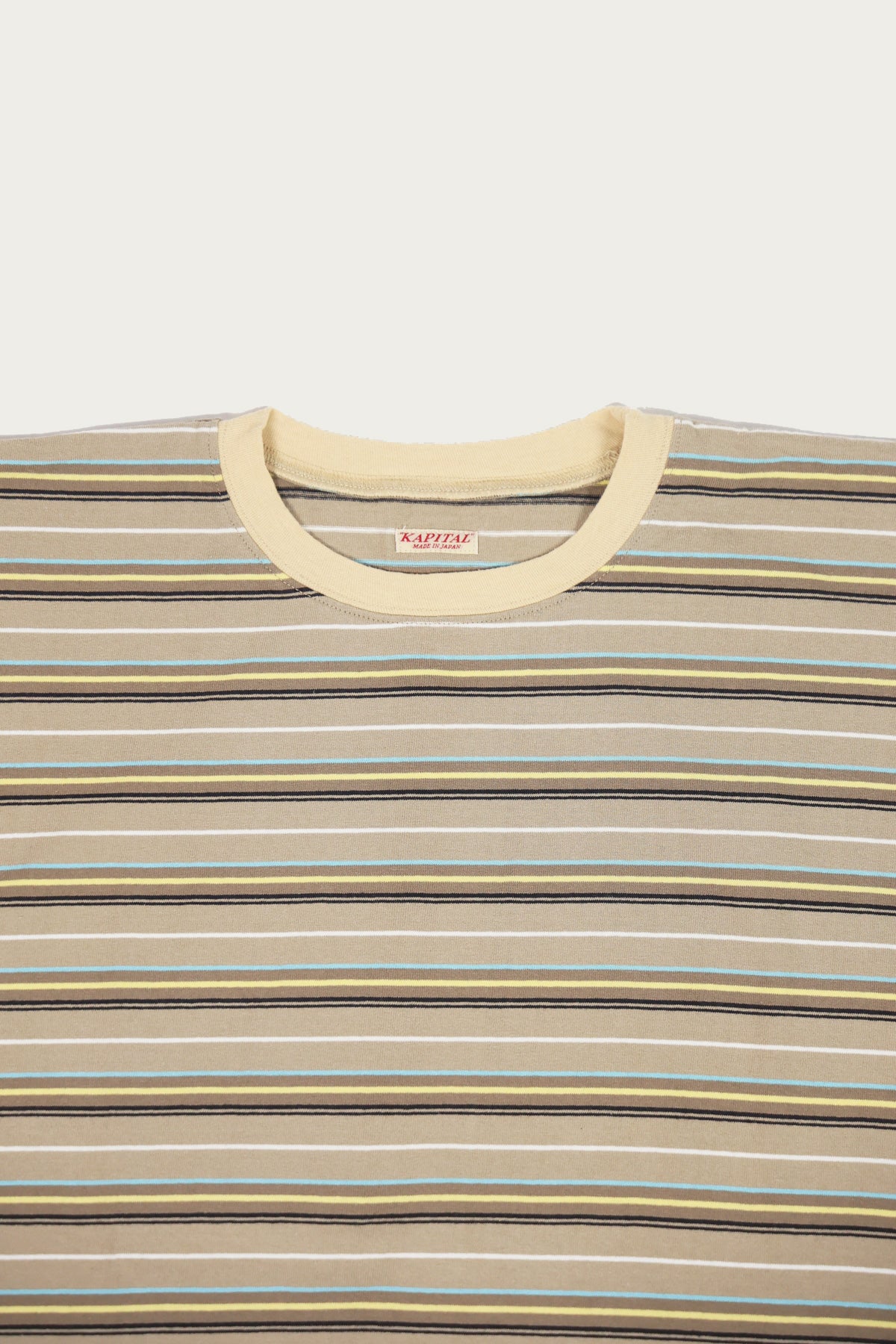 Kapital - Multi Stripe Jersey HUGE-T - Beige/Brown - Canoe Club