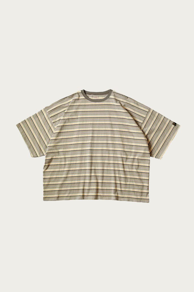 Kapital - Multi Stripe Jersey HUGE-T - Beige/Navy - Canoe Club