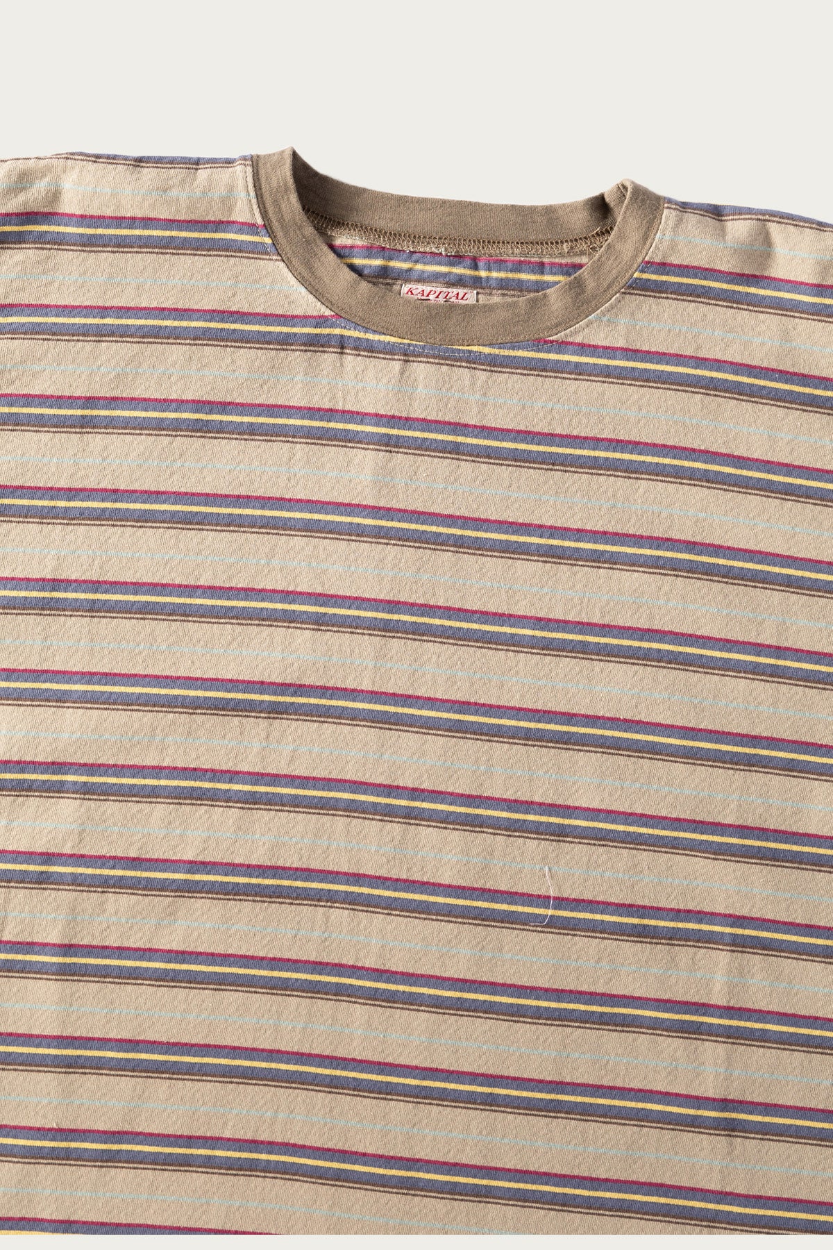 Kapital - Multi Stripe Jersey HUGE-T - Beige/Navy - Canoe Club