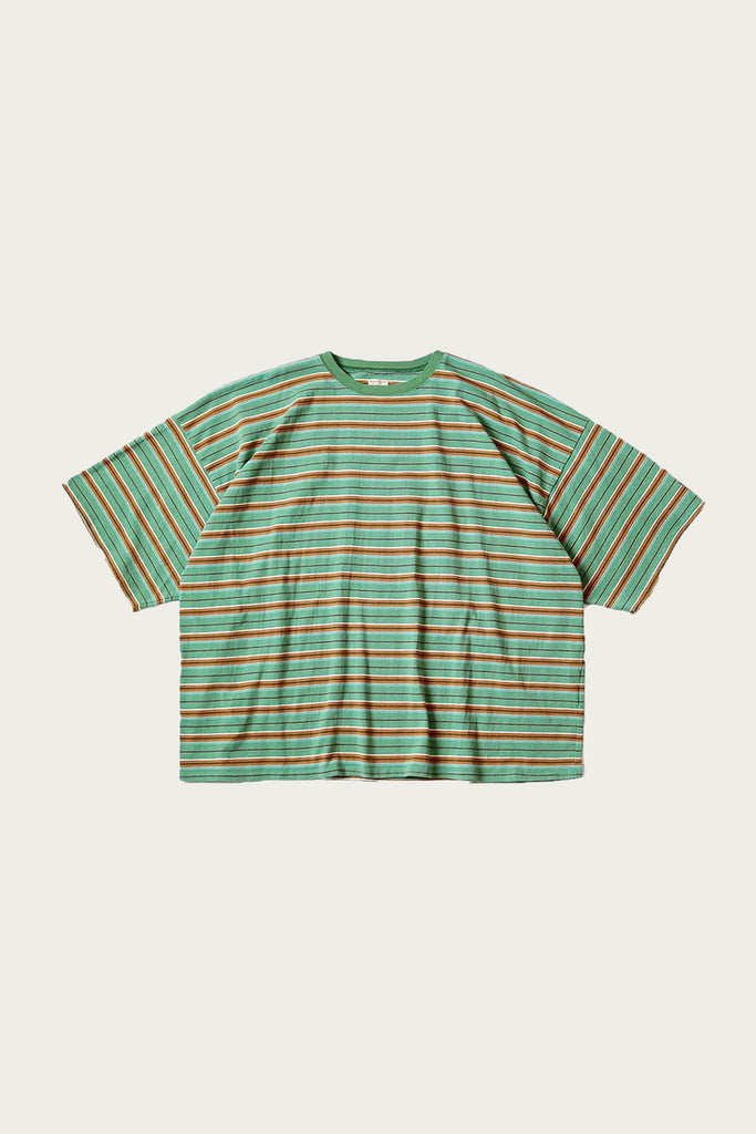 Kapital - Multi Stripe Jersey HUGE-T - Green/Camel - Canoe Club