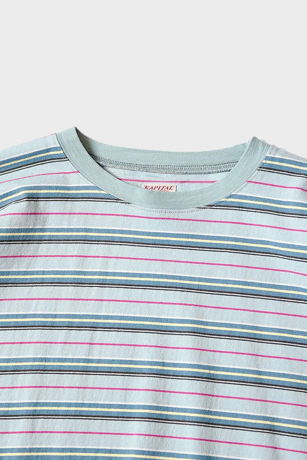 Kapital - Multi Stripe Jersey HUGE-T - Light Blue/Blue - Canoe Club