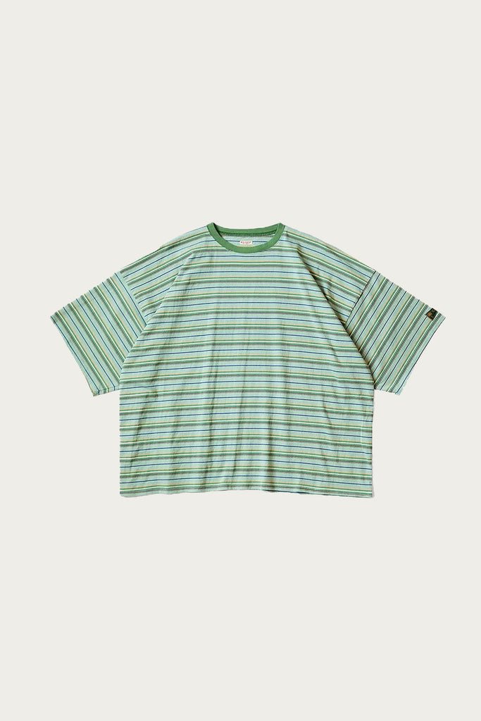 Kapital - Multi Stripe Jersey HUGE-T - Mint/Green - Canoe Club