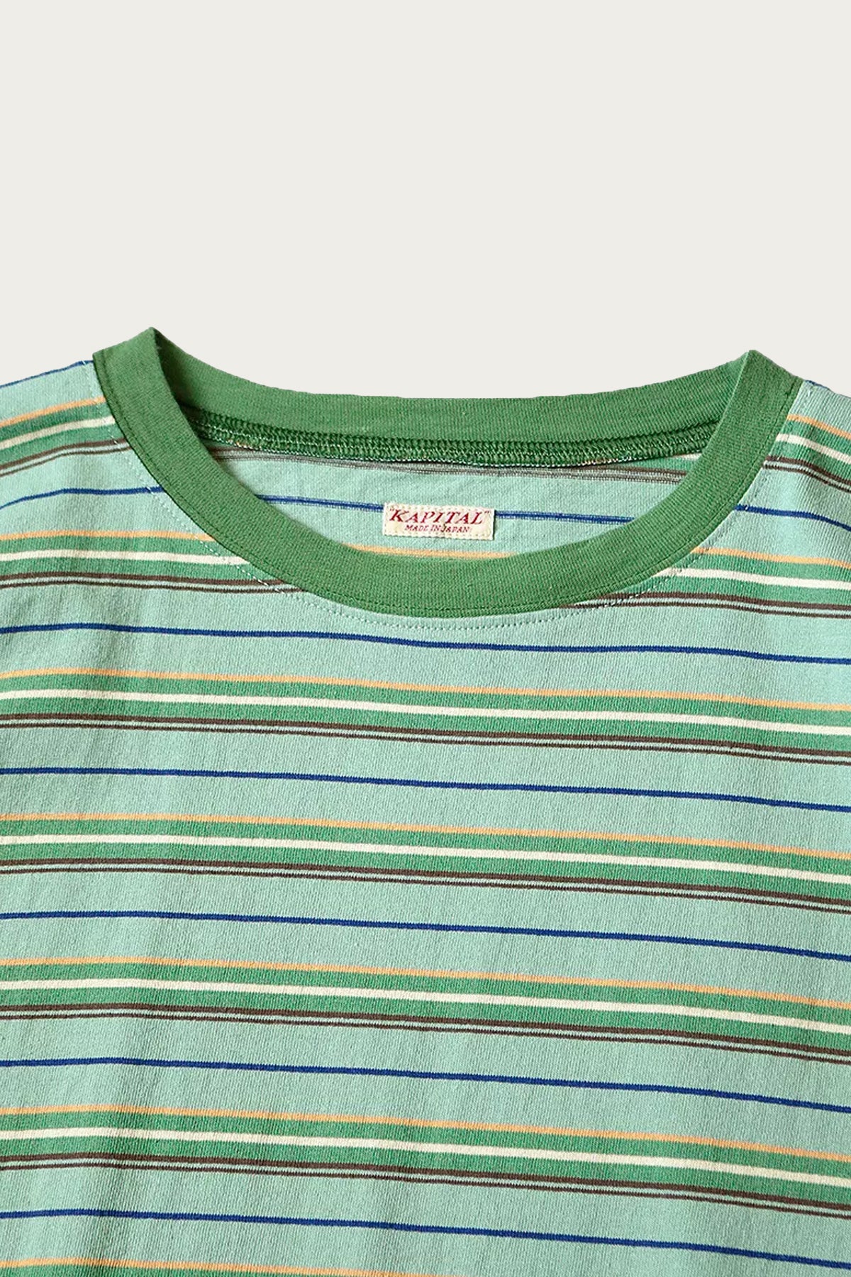 Kapital - Multi Stripe Jersey HUGE-T - Mint/Green - Canoe Club