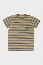 Kapital - Multi Stripe Jersey PENNANT T (3-flags) - Brown - Canoe Club