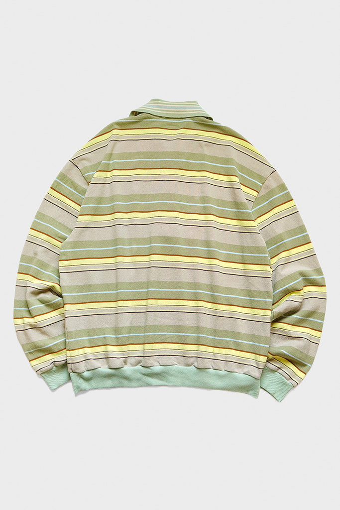 Kapital - Multi Stripe Piquet WRANGLE Collar Retro Polo Shirt - Beige/Khaki - Canoe Club