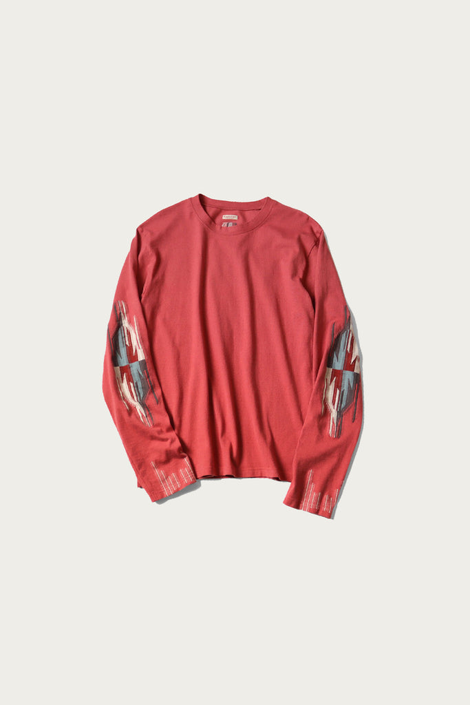 Kapital - Ortega Jersey Crew Long Sleeve T - Red - Canoe Club