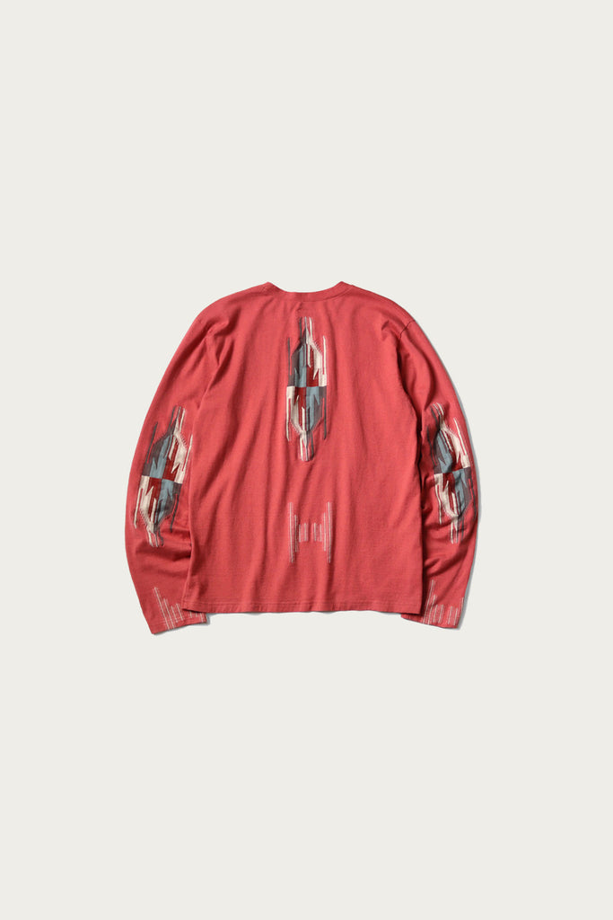 Kapital - Ortega Jersey Crew Long Sleeve T - Red - Canoe Club