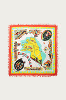 Kapital - Rayon Fringe Stole (YUKON Life Map)40x40 - Natural - Canoe Club
