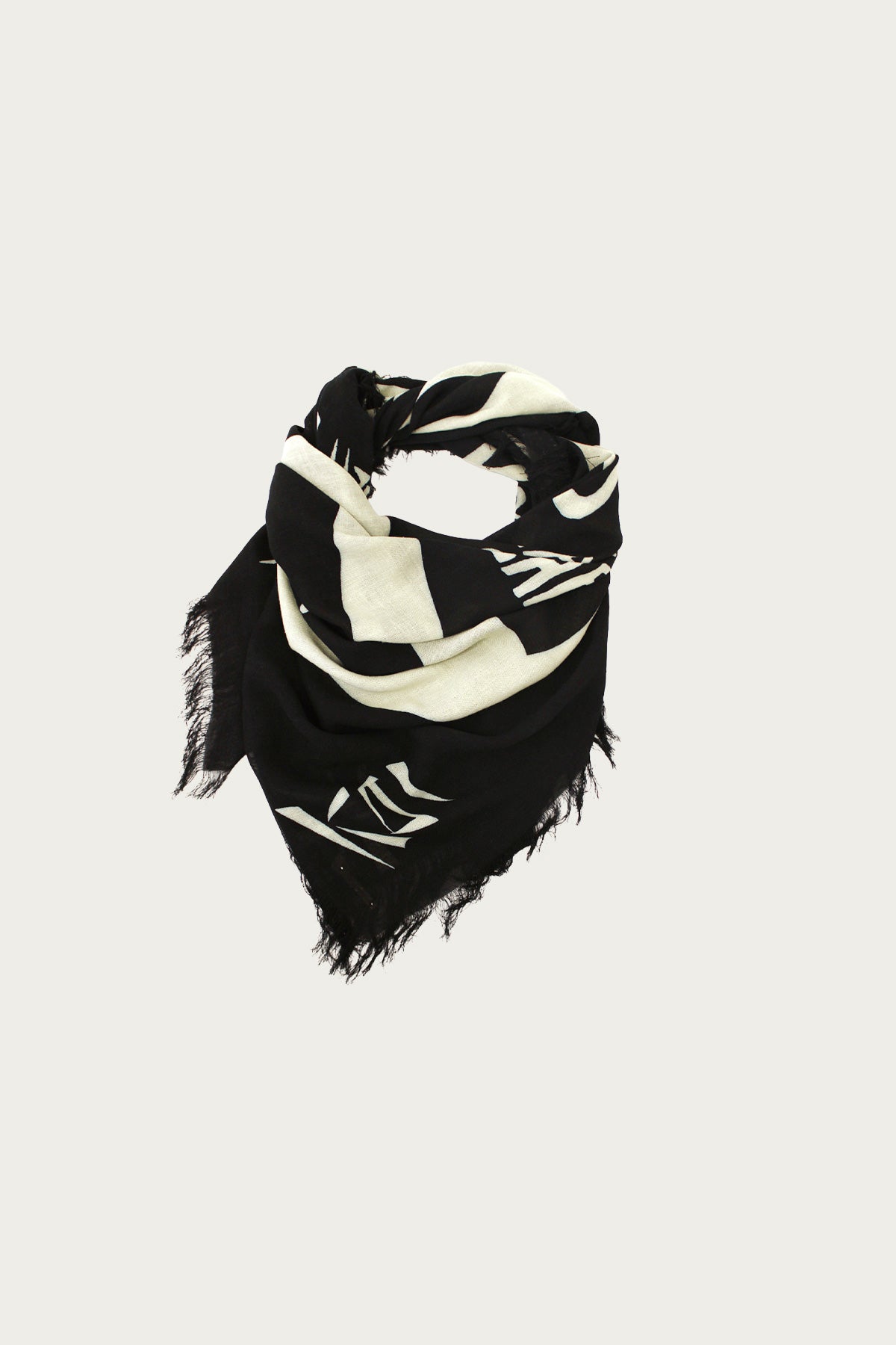 Kapital - Rayon Fringed Square Stole (GIANT PEACE) - Black - Canoe Club
