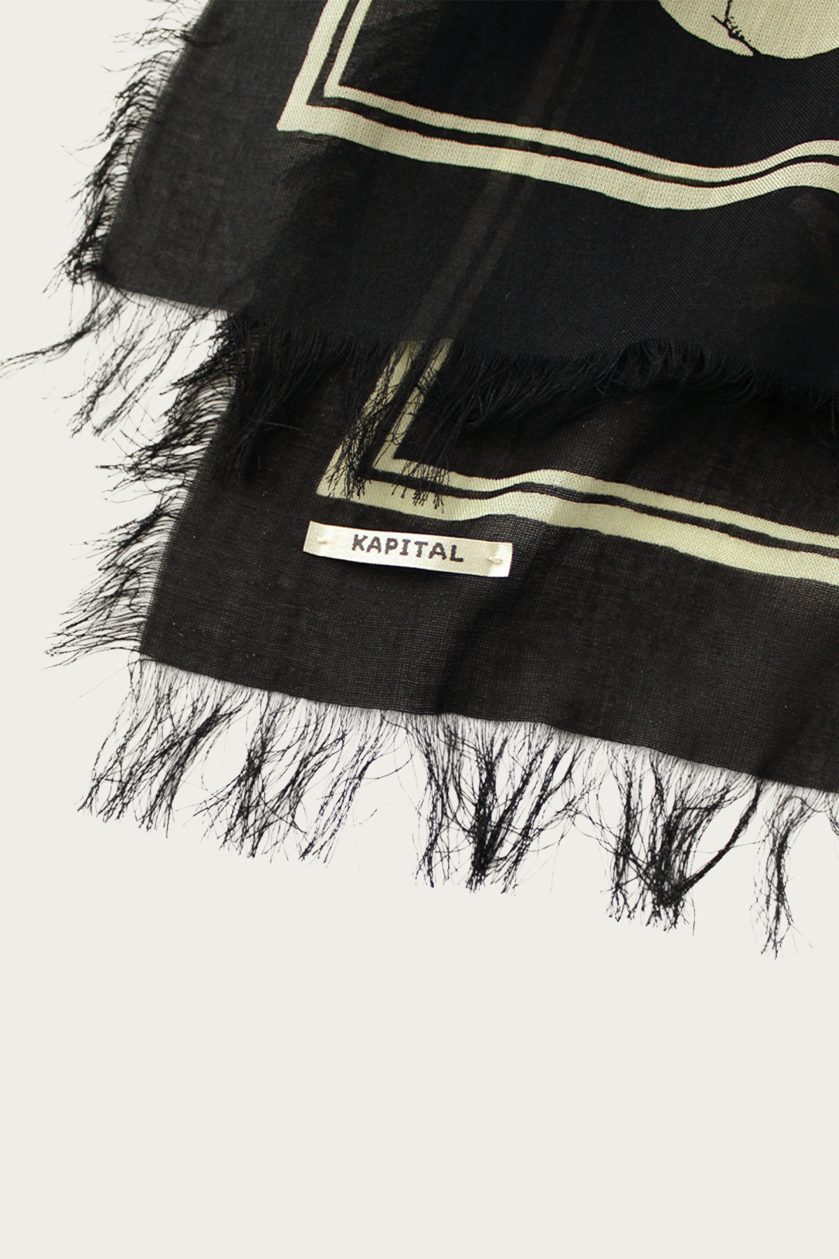 Kapital - Rayon Fringed Stole (KAYO HUESO) - Black - Canoe Club