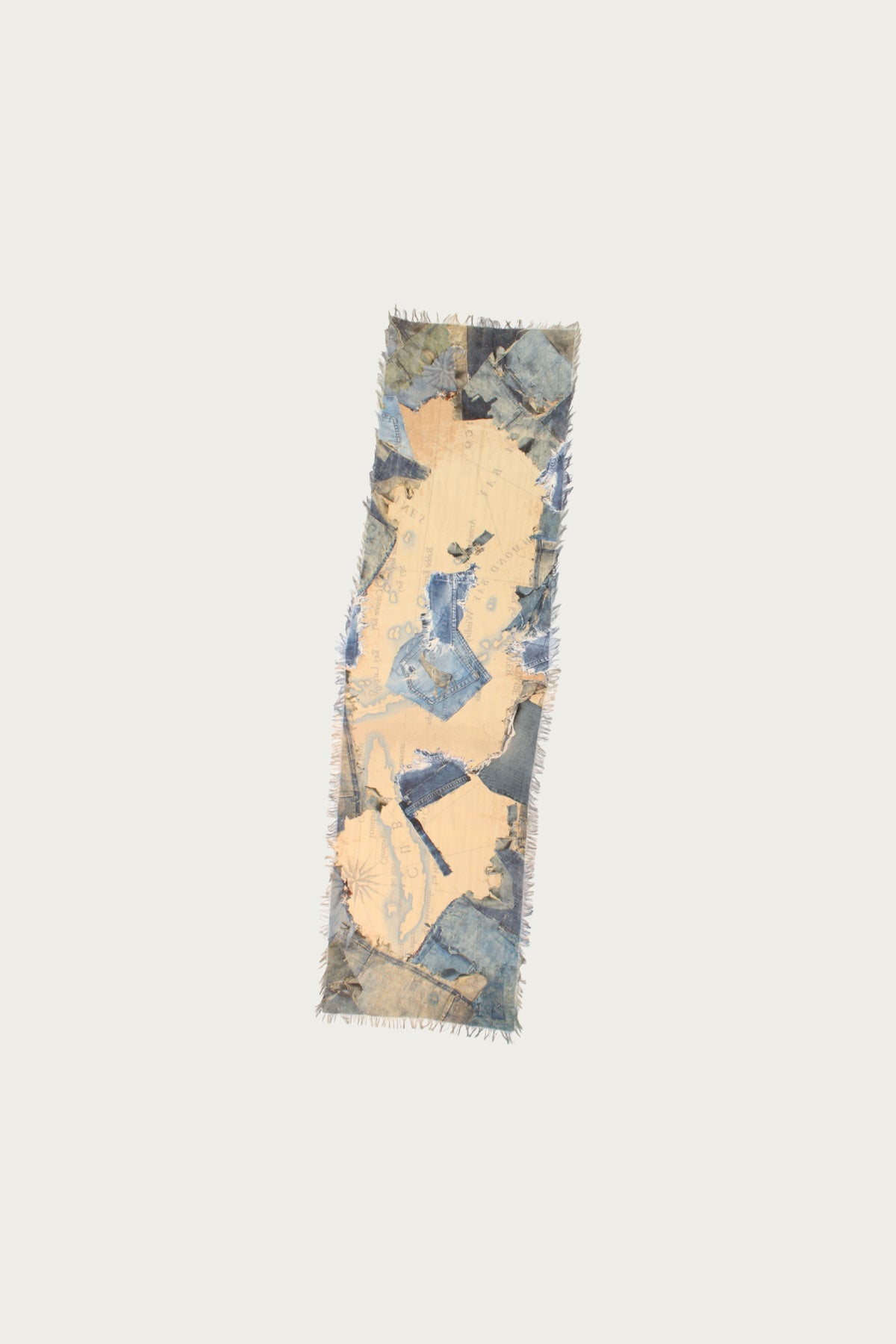 Kapital - Rayon Fringed Stole (KAYO FUESO Denim Map) - Blue - Canoe Club